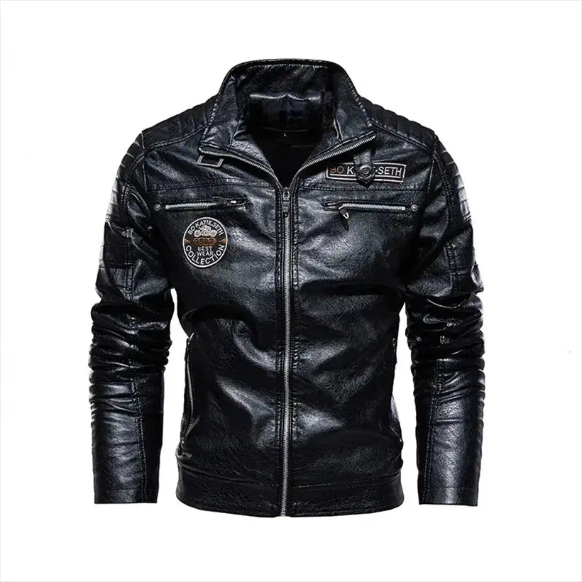 Men’s PU Leather Motorcycle Jacket @chichicmart