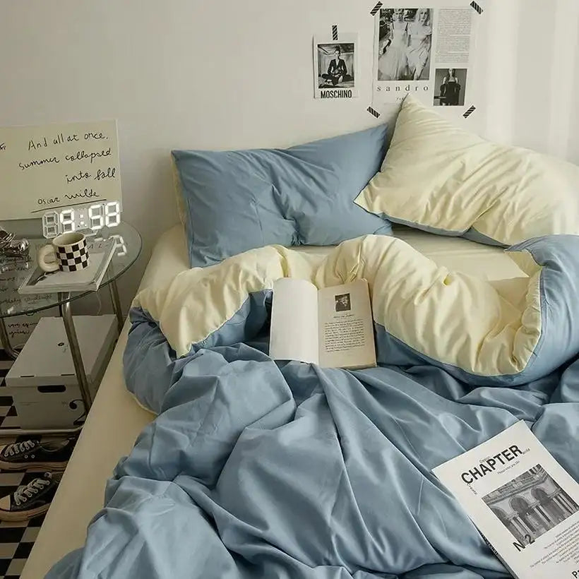 High-Quality Washed Cotton Bedding Set @chichicmart