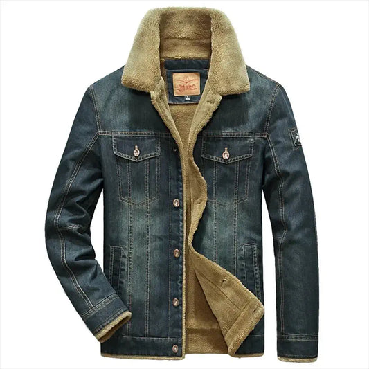Men's Fleece-Lined Denim Jacket @chichicmart
