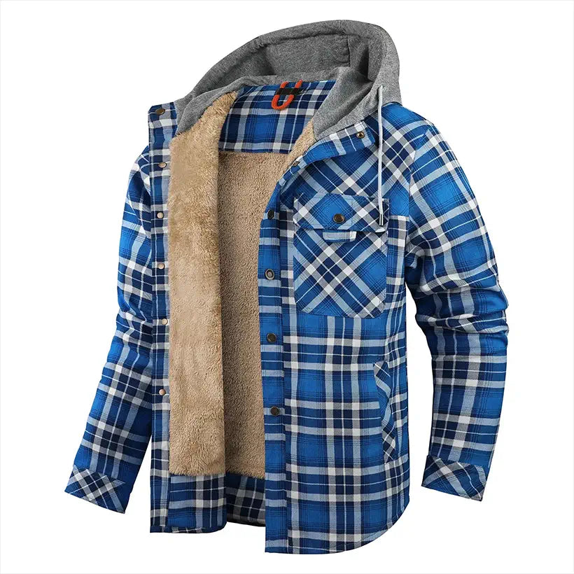 Men’s Hooded Plaid Shirt Jacket @chichicmart