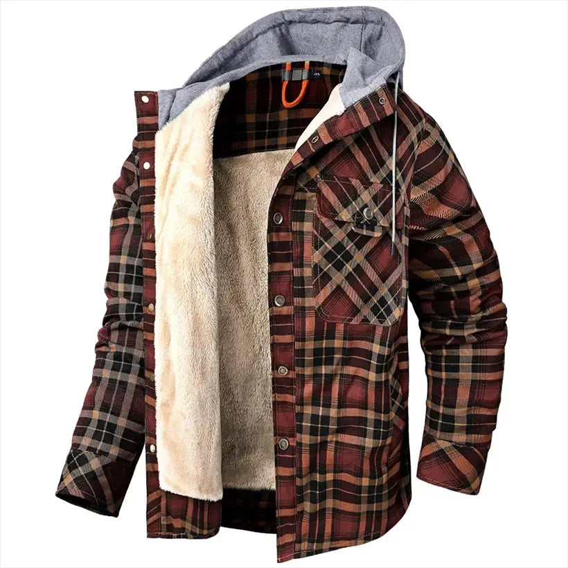 Men’s Hooded Plaid Shirt Jacket @chichicmart
