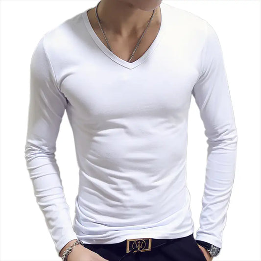 Men's V-Neck T-Shirts, Long Sleeve T Shirt @chichicmart