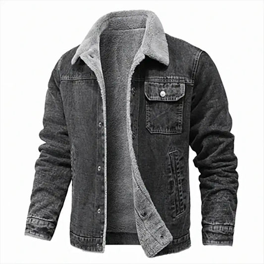 Men's Warm Denim Windbreaker Jacket @chichicmart