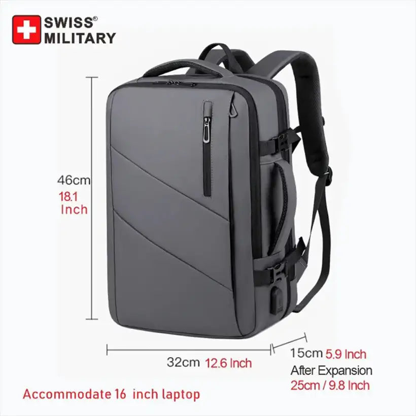 SWISS Military Backpack, Waterproof USB Backpack @chichicmart