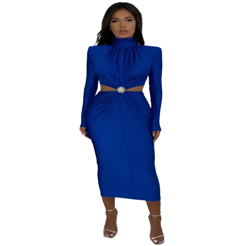 Women's Hollow-Out Turtleneck Maxi Dress @chichicmart