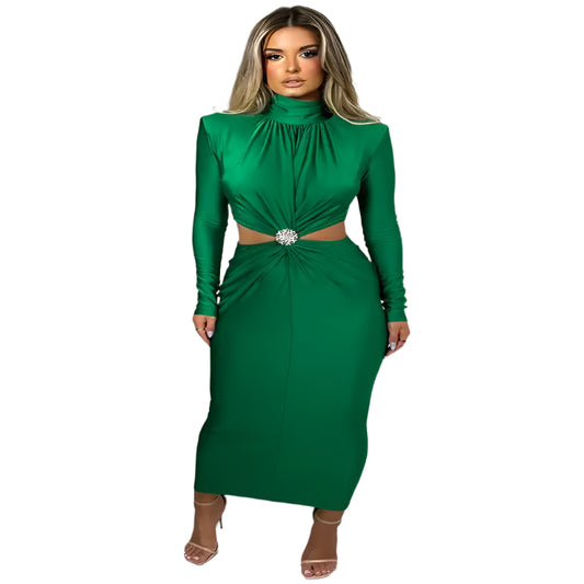 Women's Hollow-Out Turtleneck Maxi Dress @chichicmart