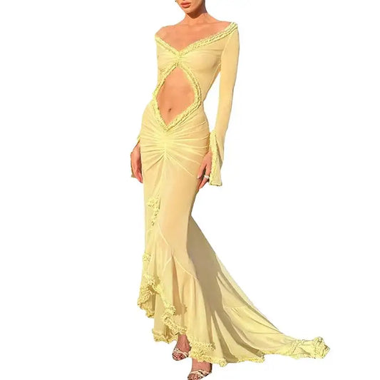 Women's Long Sleeve V-Neck Sheer Babydoll Lingerie @chichicmart