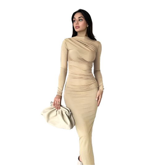 Women's Ruched Long Sleeve Bodycon Dress @chichicmart