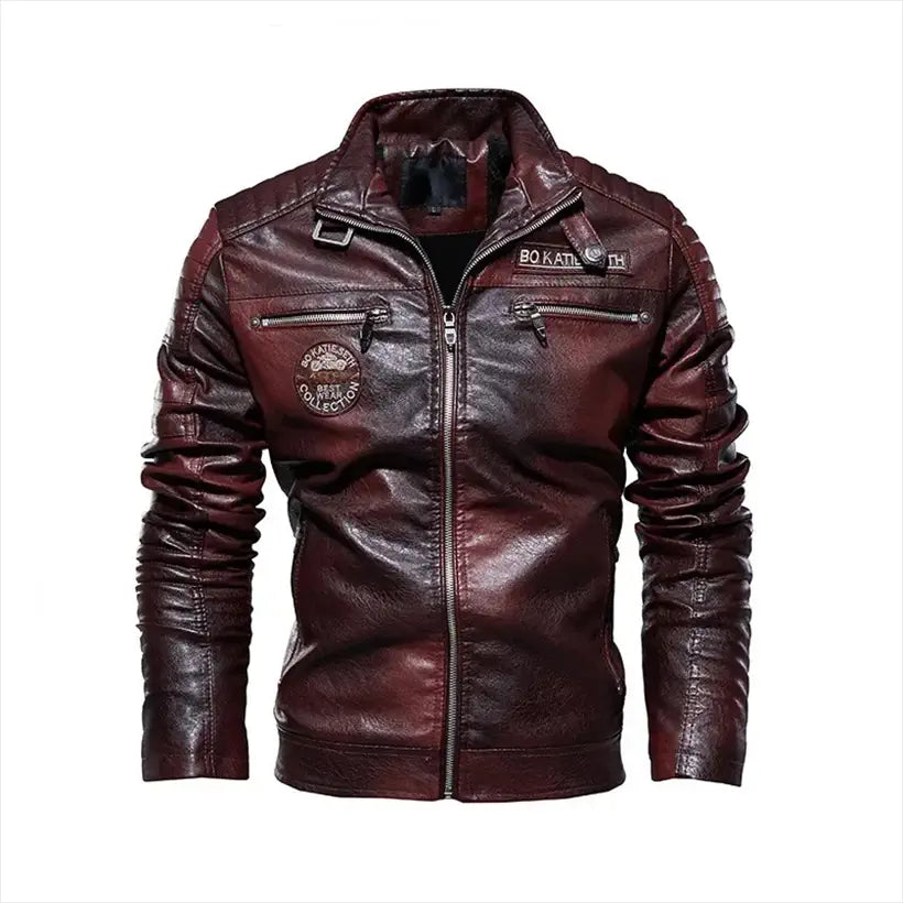 Men’s PU Leather Motorcycle Jacket @chichicmart