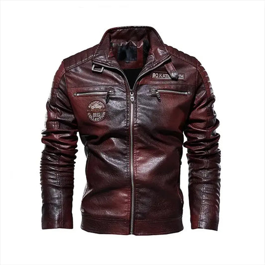 Men’s PU Leather Motorcycle Jacket @chichicmart