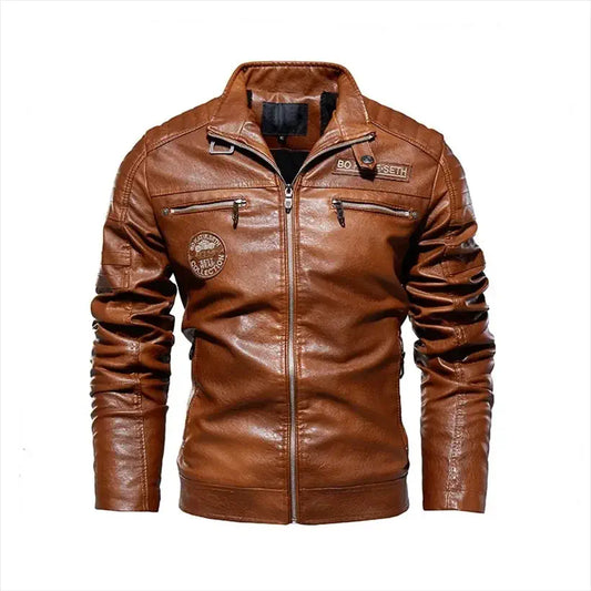 Men’s PU Leather Motorcycle Jacket @chichicmart