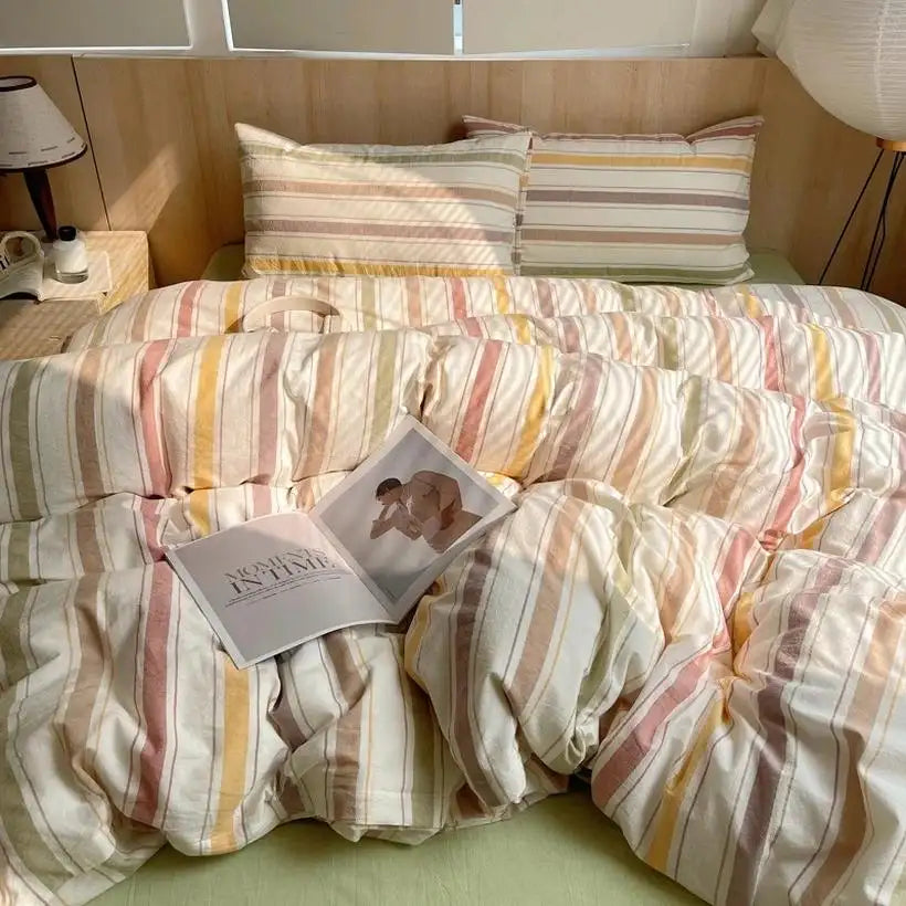 100% Cotton Stripe Duvet Cover Set @chichicmart