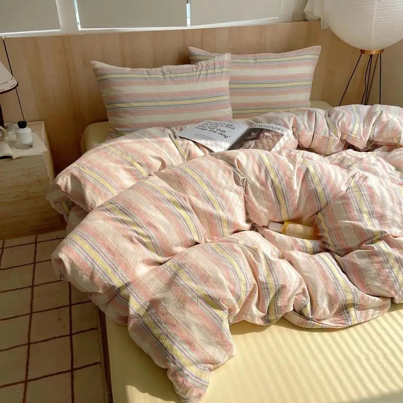 100% Cotton Stripe Duvet Cover Set @chichicmart