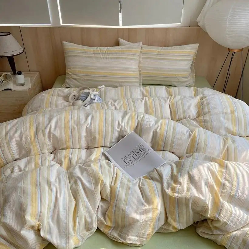 100% Cotton Stripe Duvet Cover Set @chichicmart