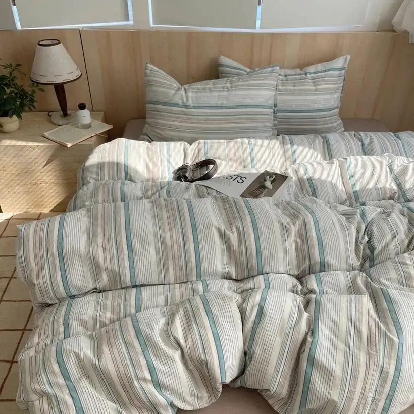 100% Cotton Stripe Duvet Cover Set @chichicmart