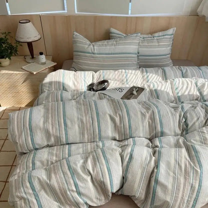 100% Cotton Stripe Duvet Cover Set @chichicmart