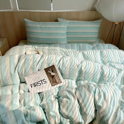 100% Cotton Stripe Duvet Cover Set @chichicmart