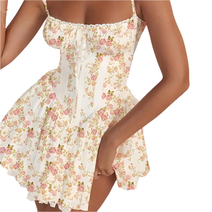 Elegant Lace Print Long Sleeve Mini Dress @chichicmart