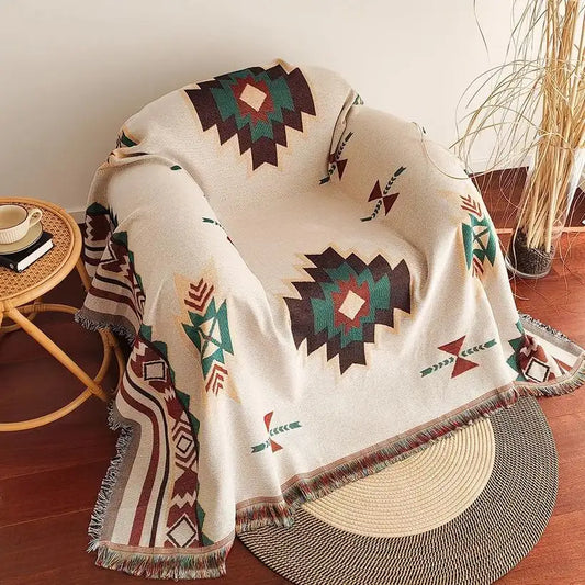 Aztec Vintage Woven Fringe Blanket @chichicmart