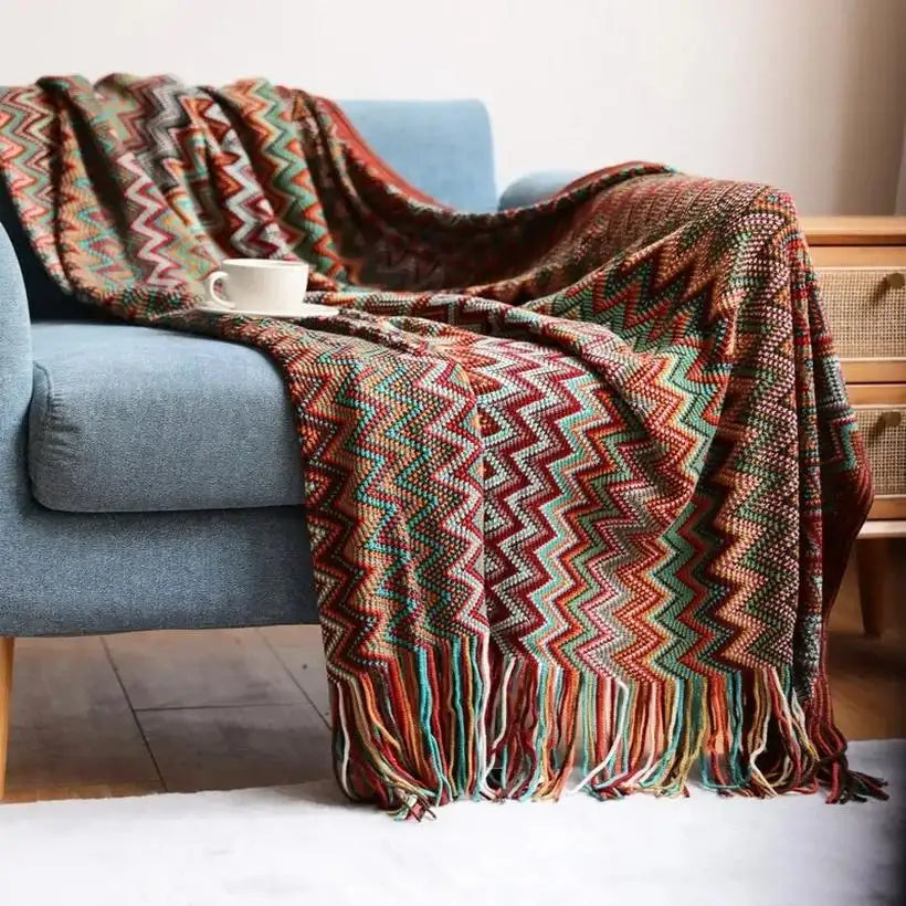 Boho Rust Red Woven Blanket @chichicmart