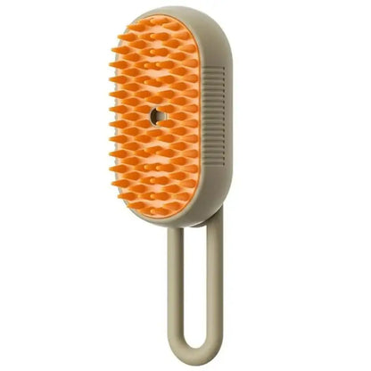 Pet grooming brush with orange bristles and beige handle on a white background @chichicmart
