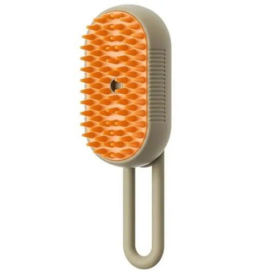Pet grooming brush with orange bristles and beige handle on a white background @chichicmart