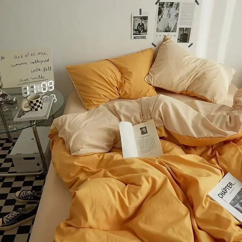 High-Quality Washed Cotton Bedding Set @chichicmart