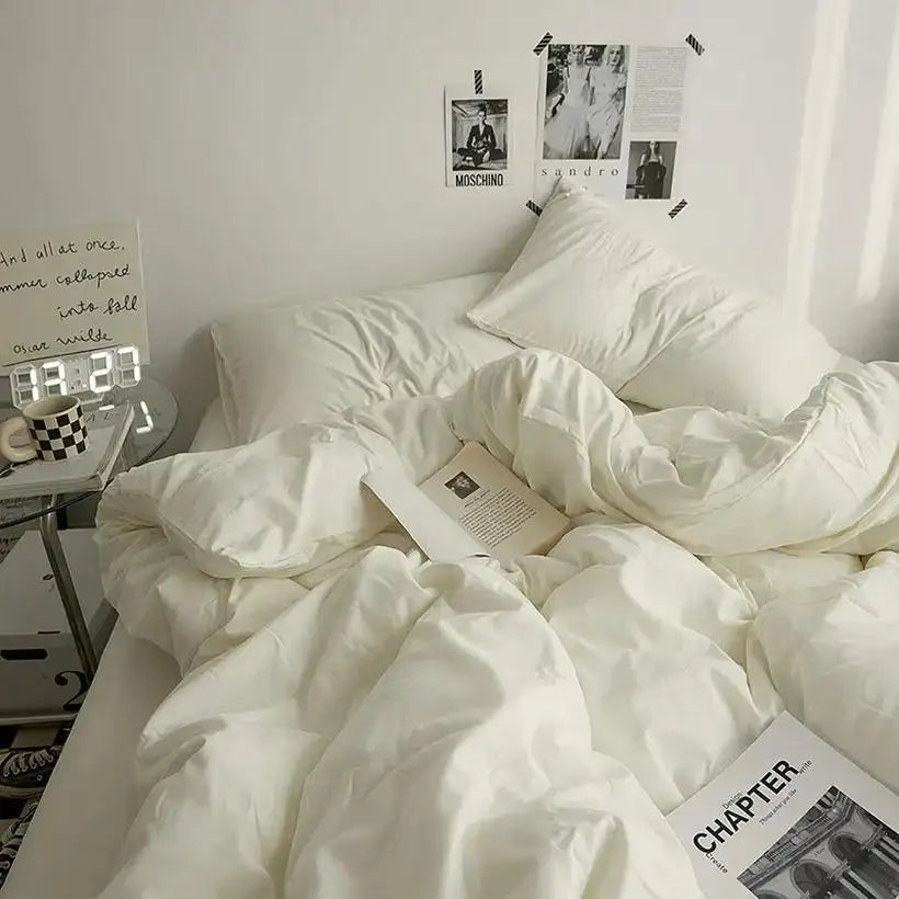 High-Quality Washed Cotton Bedding Set @chichicmart