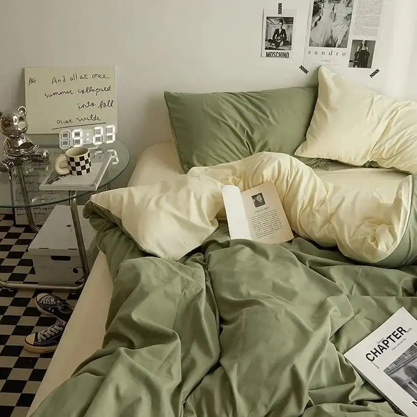 High-Quality Washed Cotton Bedding Set @chichicmart