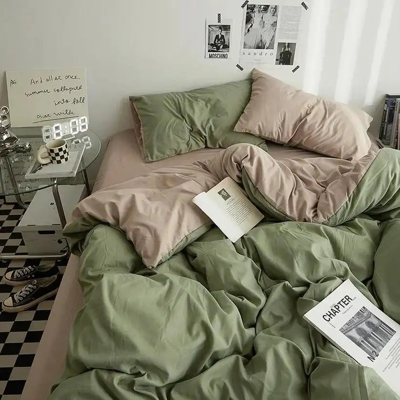 High-Quality Washed Cotton Bedding Set @chichicmart