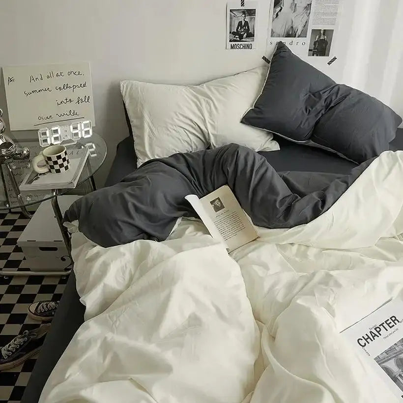 High-Quality Washed Cotton Bedding Set @chichicmart