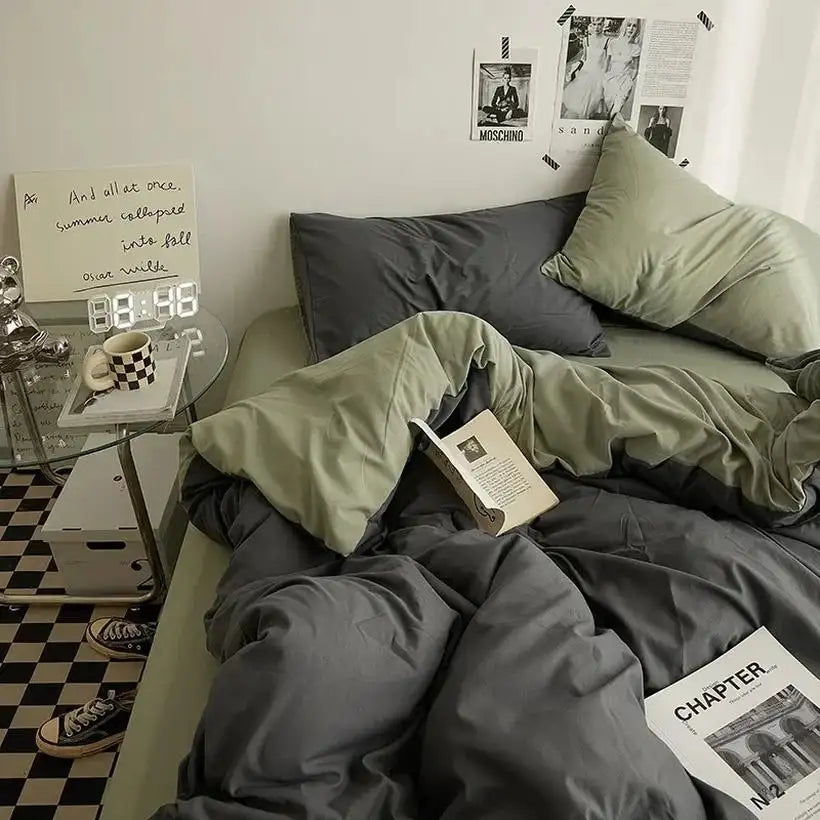 High-Quality Washed Cotton Bedding Set @chichicmart