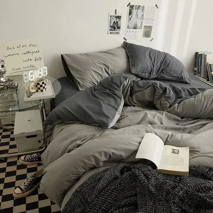 High-Quality Washed Cotton Bedding Set @chichicmart