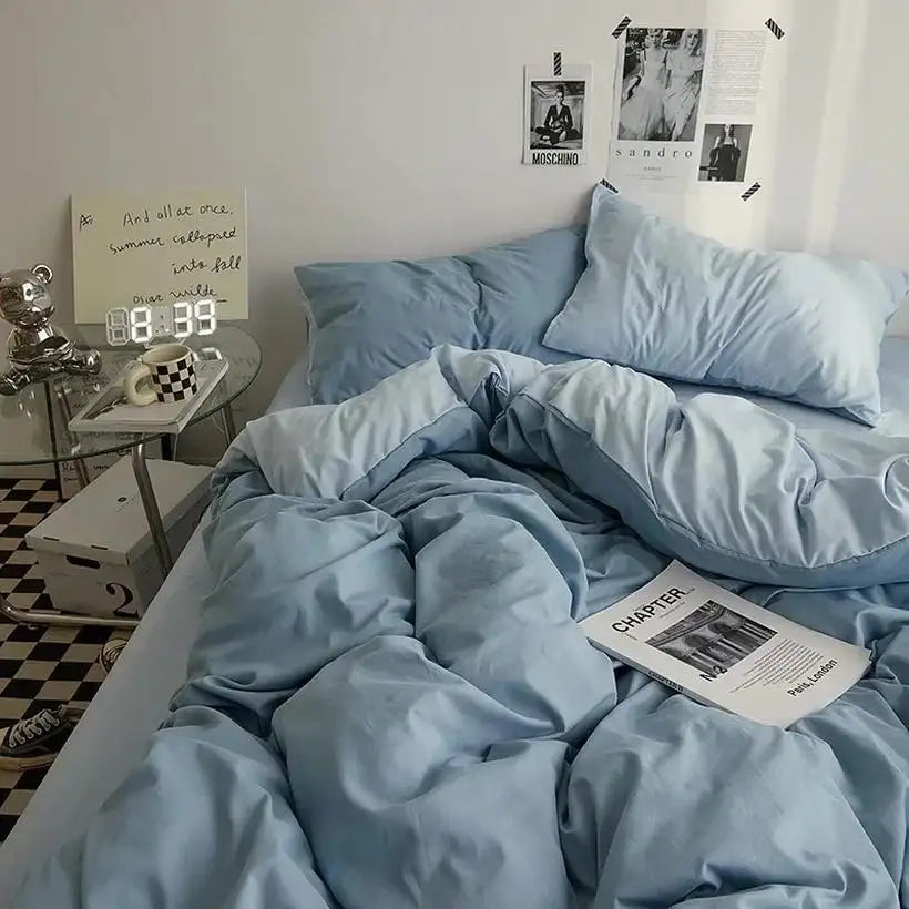 High-Quality Washed Cotton Bedding Set @chichicmart