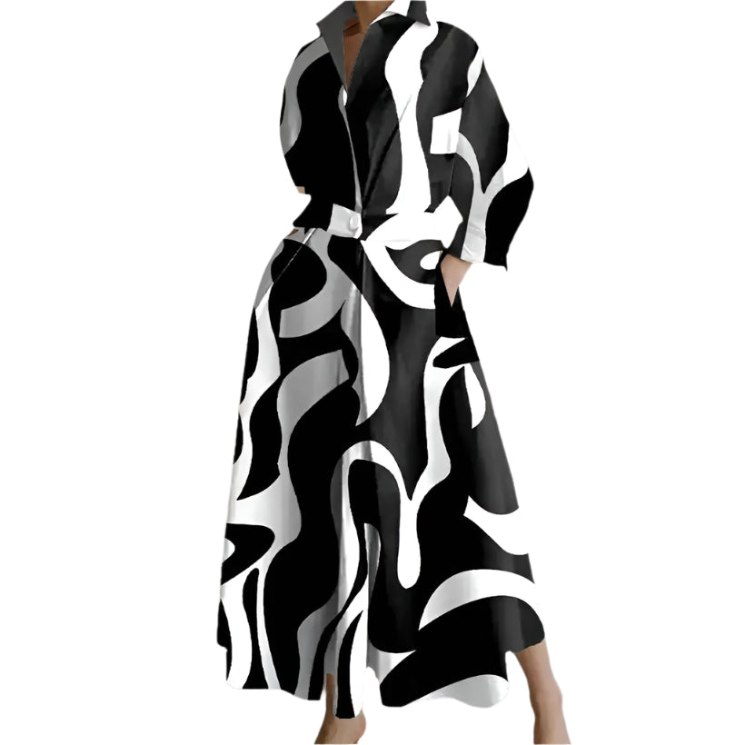 Long Sleeve Polka Dot Maxi Dress with V-Neck @chichicmart