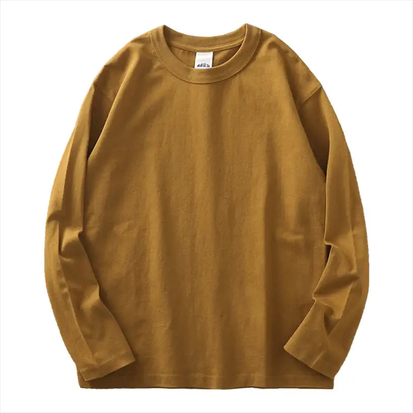 Men's 100% Cotton Plain Long Sleeve O-Neck Shirt @chichicmart