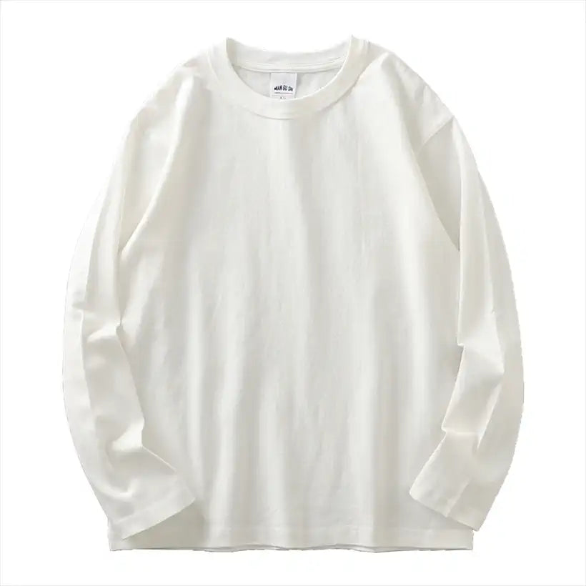Men's 100% Cotton Plain Long Sleeve O-Neck Shirt @chichicmart
