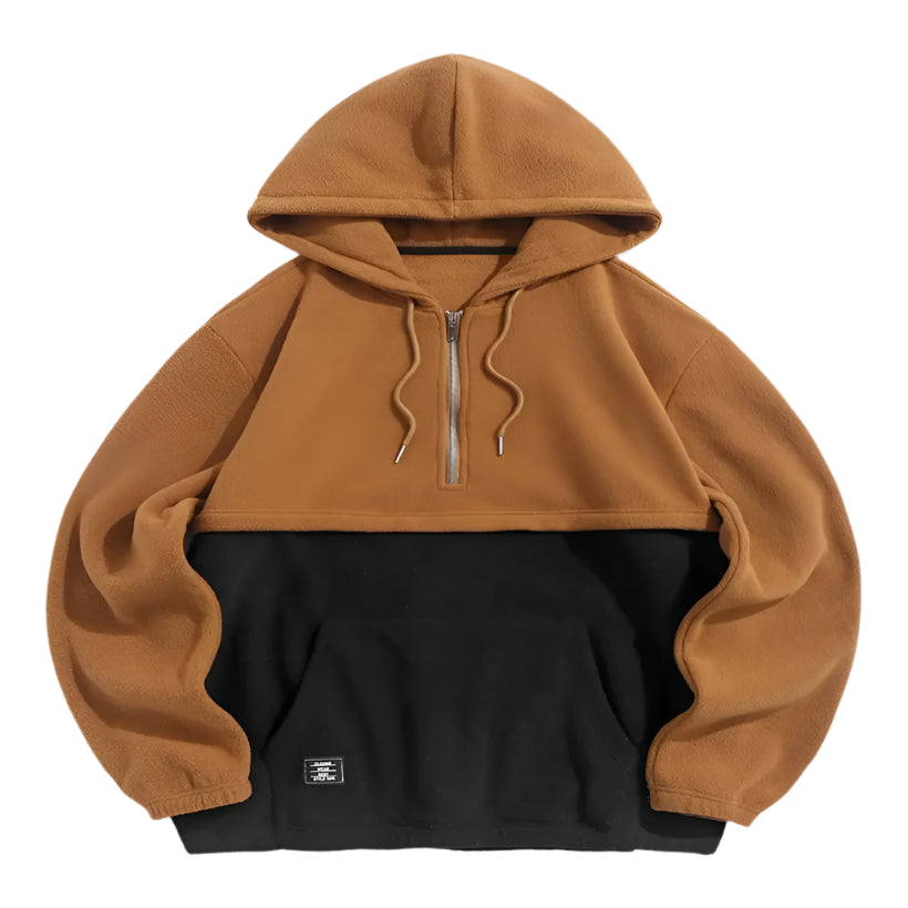 Men's Colorblock Half-Zip Polar Fleece Hoodie @chichicmart