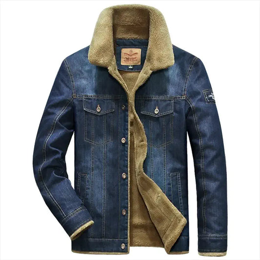 Men's Fleece-Lined Denim Jacket @chichicmart