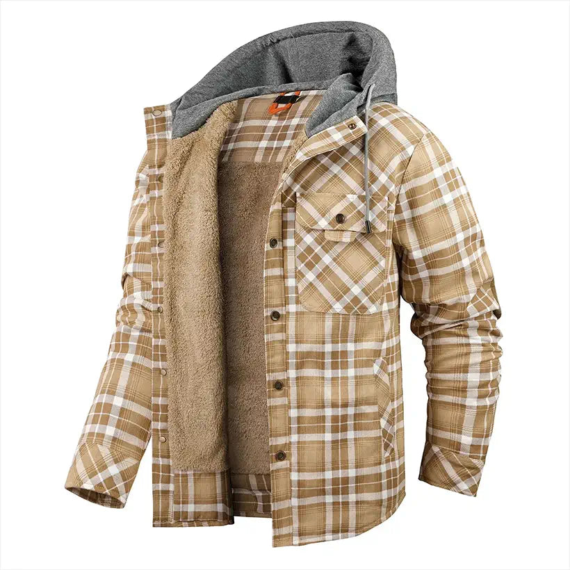 Men’s Hooded Plaid Shirt Jacket @chichicmart