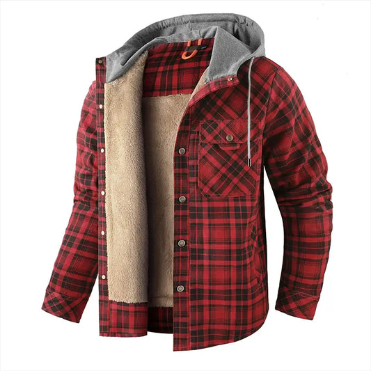 Men’s Hooded Plaid Shirt Jacket @chichicmart