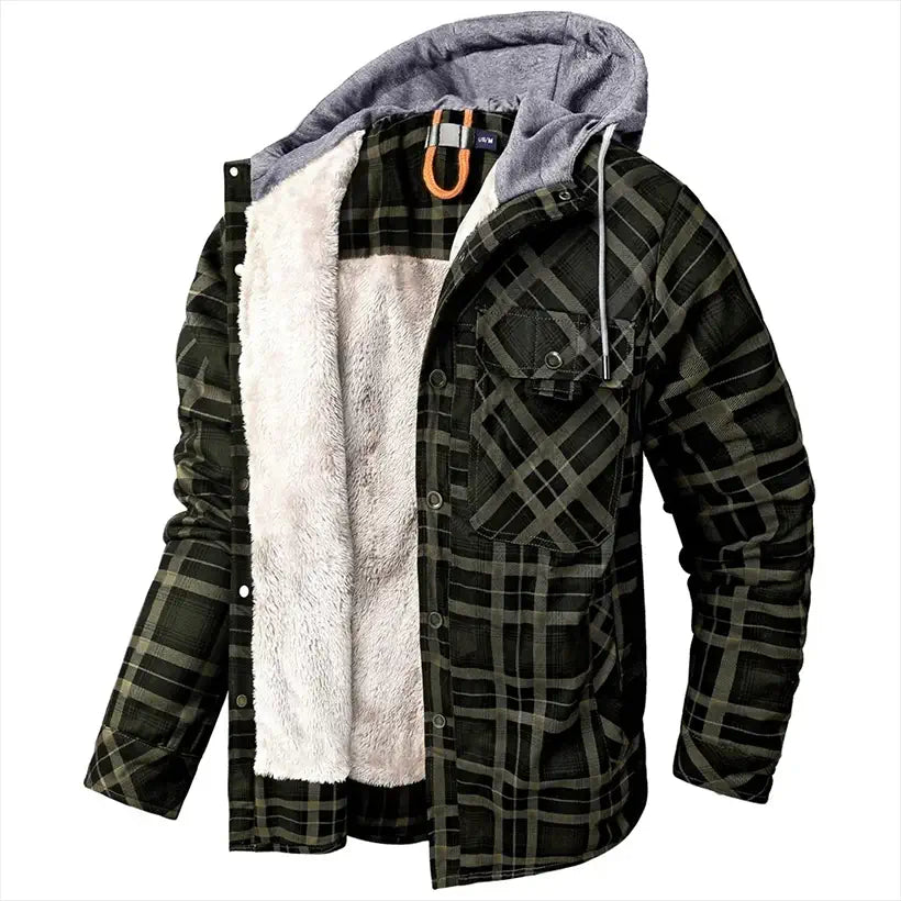 Men’s Hooded Plaid Shirt Jacket @chichicmart