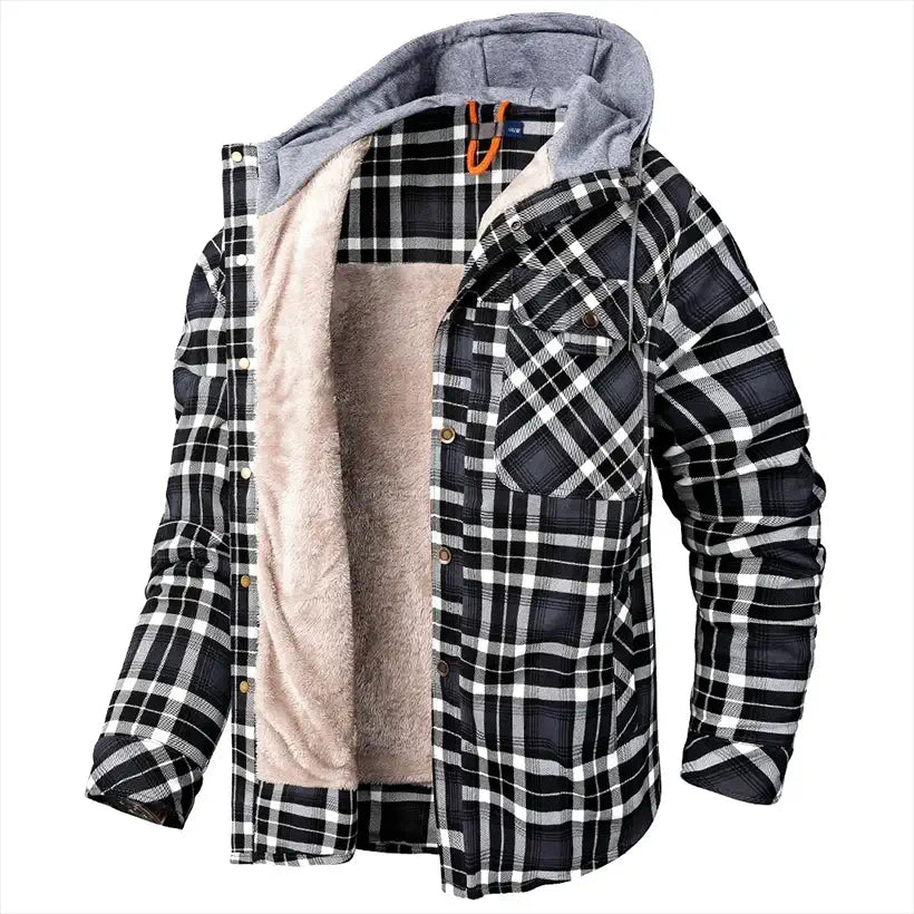 Men’s Hooded Plaid Shirt Jacket @chichicmart
