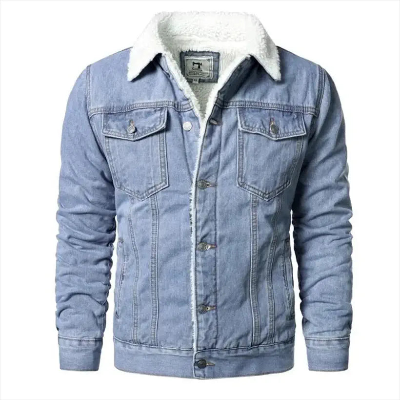 Men's Light Blue Slim Casual Denim Jacket @chichicmart