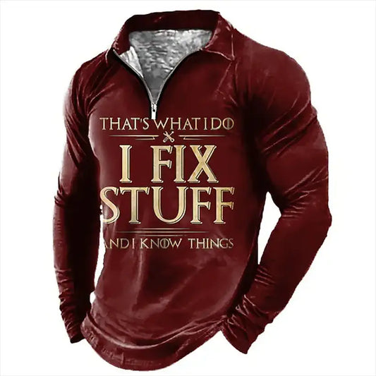 Men's Polo Golf Shirt with 3D Print and Zipper @chichicmart