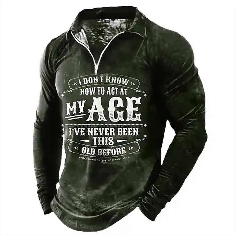 Men's Polo Golf Shirt with 3D Print and Zipper @chichicmart