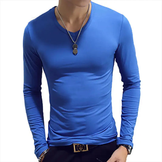 Men's V-Neck T-Shirts, Long Sleeve T Shirt @chichicmart