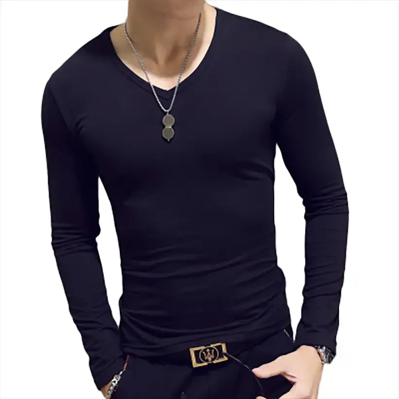 Men's V-Neck T-Shirts, Long Sleeve T Shirt @chichicmart