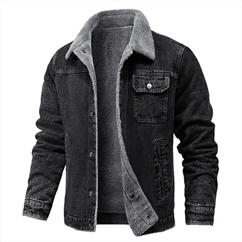 Men's Warm Denim Windbreaker Jacket @chichicmart