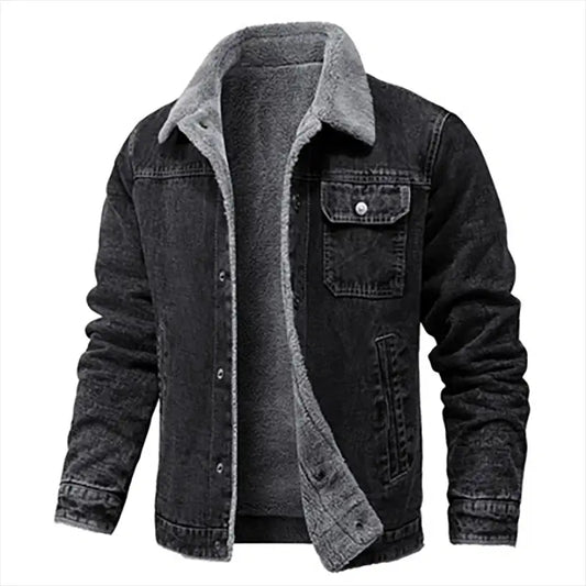 Men's Warm Denim Windbreaker Jacket @chichicmart
